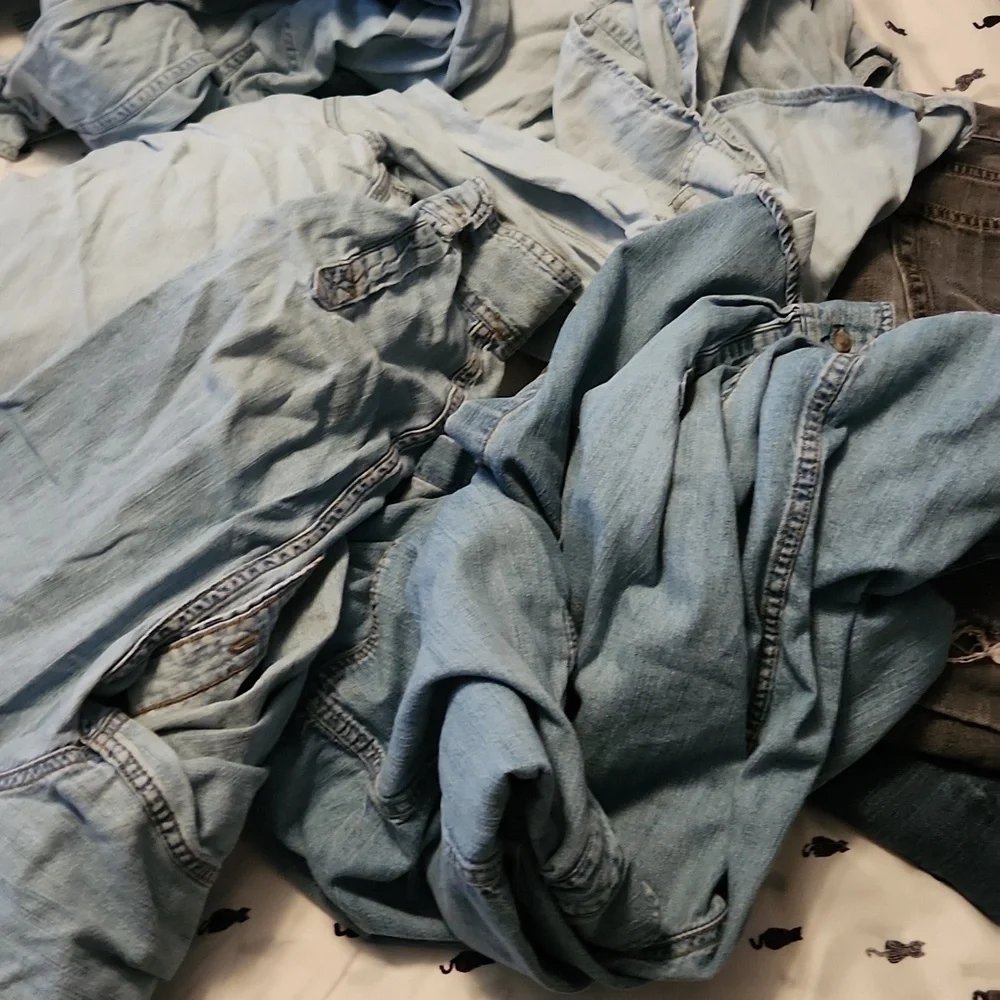 Destroyed denim Shirts jeans for blankets and crafts or to fix and wear again